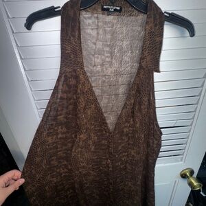 Long Brown Sleeveless Vest
